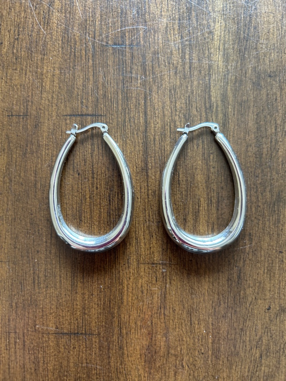 Stainless Steel Teardrop Hoop Earrings - Women Jewelry